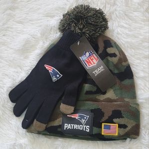 🏈NFL New England Patriots Camo Beanie & Gloves Salute to Service Set🏈